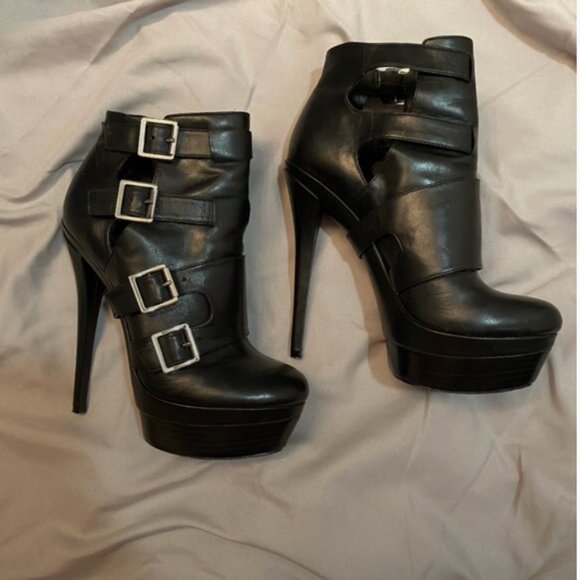 Rachel Zoe Danielle Buckle Stiletto Platform Booties Size 7 - Picture 13 of 13